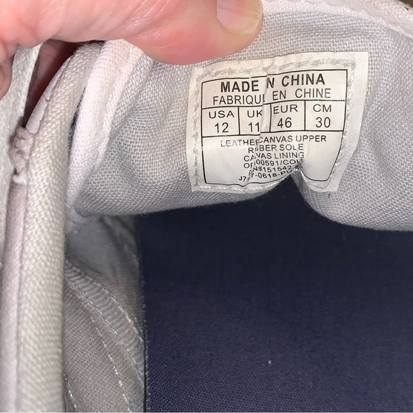 Original Penguin Mens Sz 12 Sneakers White Red/Blue Stripes Canvas Leather - Picture 8 of 9